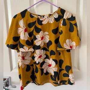 Eva Franco Mustard Floral Top